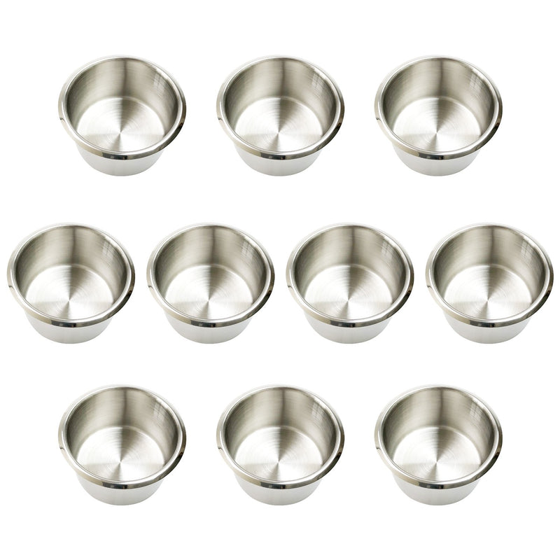Game Table Cup Holder Insert - 10 Stainless Steel Drop in Large Drink Cup H