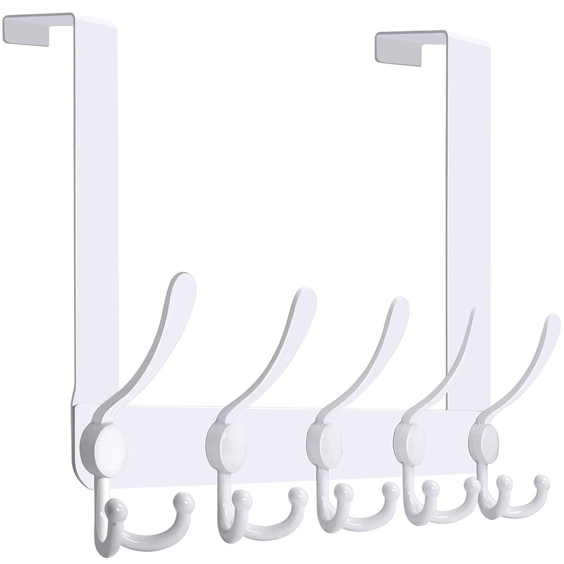 Over The Door Hook: Door Hanger Hook Rack With 5 Tri Hooks For Hanging Coats, Ov