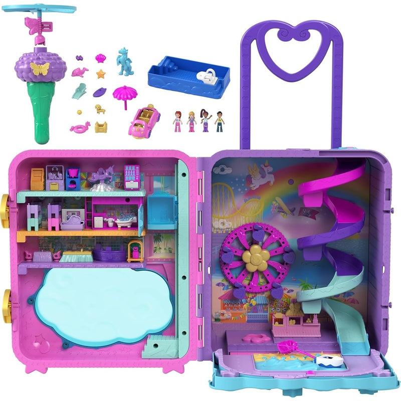 Polly Pocket Pollyville Playset, Resort Rollaway Suitcase, Large Travel Toy
