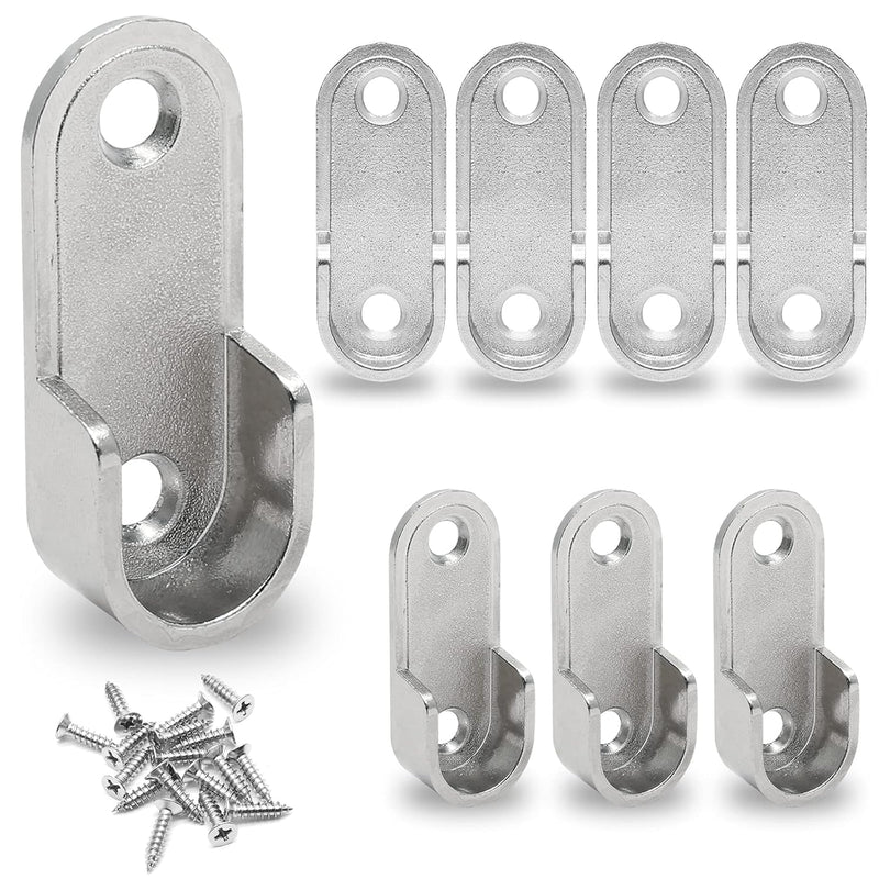 Silver Closet Rod End Supports, Oval Closet Rod Holder Small Closet Rod Bracket