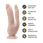 Blush Dr. Skin 8.5" Realistic Dual Dildo, Multi Girth Lifelike Double Penetration Cock With Suction Cup - Strap-On Penis For Anal & Vaginal Dp - Adult Sex Toy For Women, Men & Couples - Vanilla