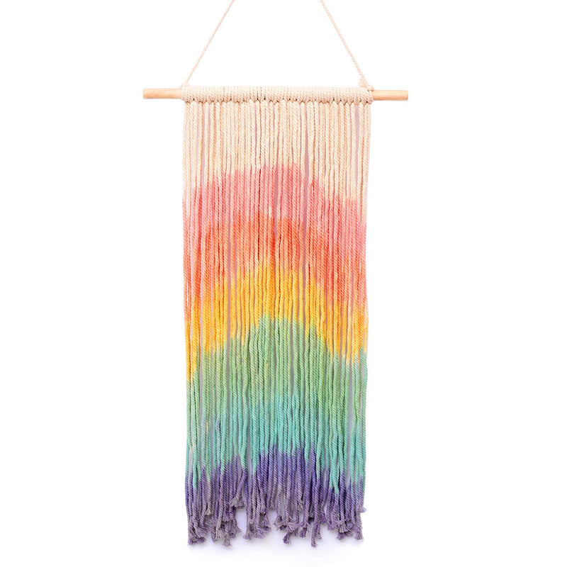 Macrame Wall Hanging, Rainbow Colorful Handmade Woven Cotton Wall Art Boho Boh