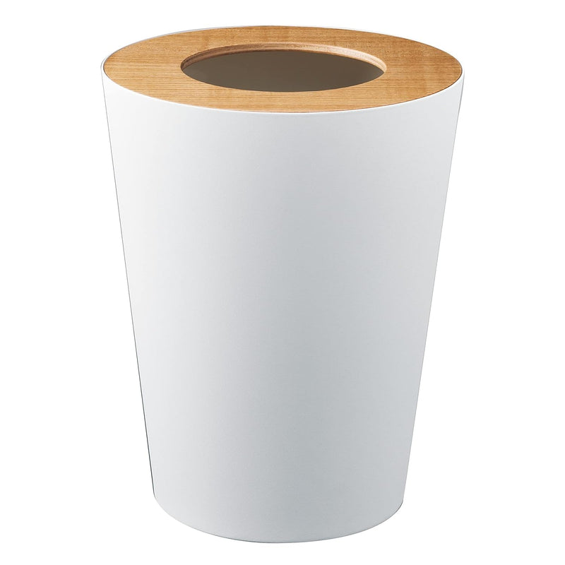 Rin Round Steel 1.85 Gallon Trash Can - Modern Home Wastebasket, White, 3198, On