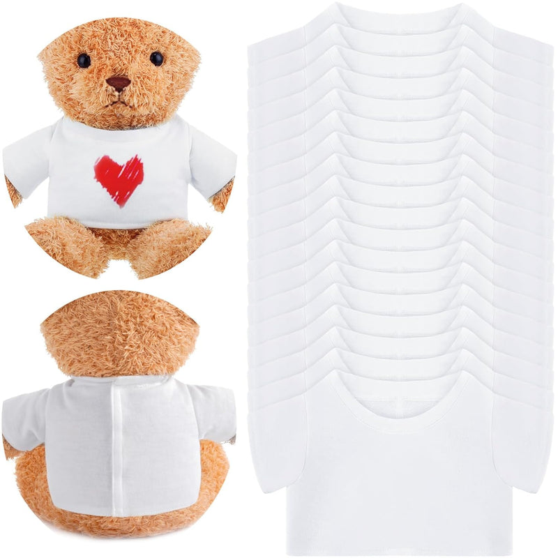 18 Pcs Stuffed Bear Clothes Sublimation Blank Bear Shirt Doll T Shirts Stuffed