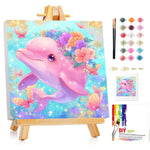 Dolphin Paint by Numbers Kit for Kids, 8x8 inch Artwork