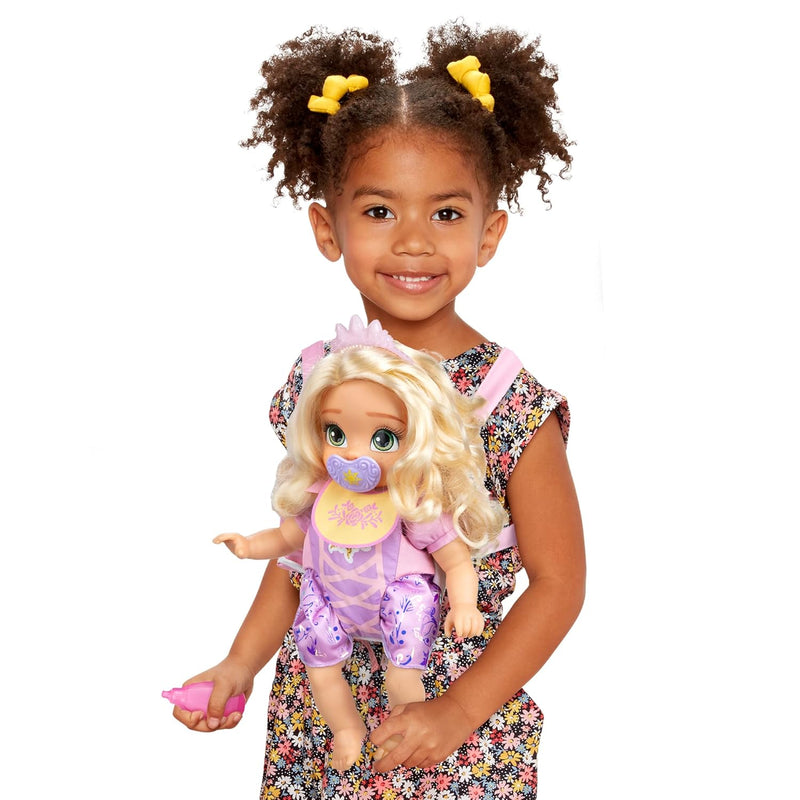 Disney Princess Rapunzel Baby Doll Deluxe with Tiara, Carrier, Plush Friend