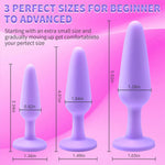 3Pcs Purple Silicone Gem Anal Butt Plug Set- Small, Medium And Big Gem Butt Plug,Suitable Beginners Advanced Users Comfortable Long-Term Wear,Sex Slave Abuse Sex Toys For Women Men Couples Lover