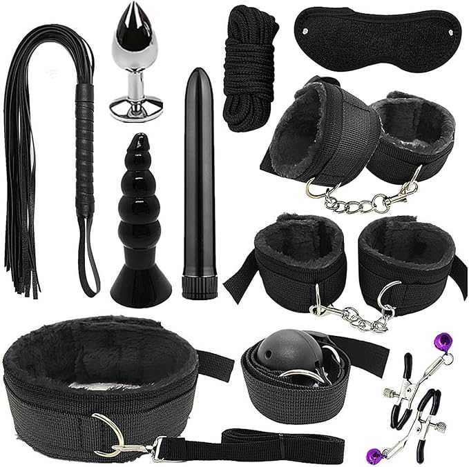 Couples Bondage Kit For Men Women Sm Tool Sexual Bed Toys Adjustable Bedroom Restraints Set For Adults Pleasure Beginners Game Accessories From Neck To Feet (11 Pcs Set Black)