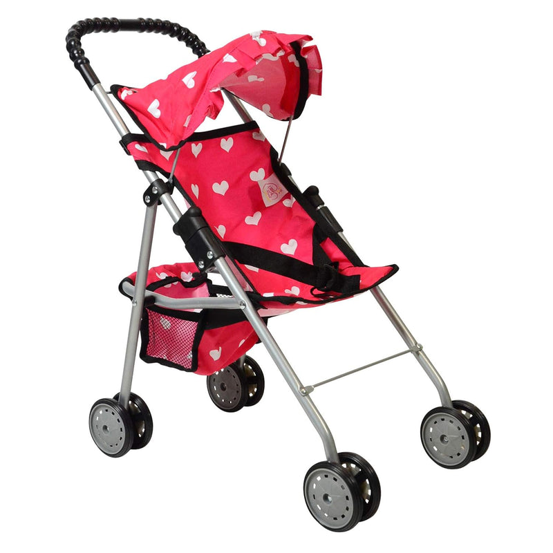 The New York Doll Collection My First Doll Stroller with Basket & Heart Des