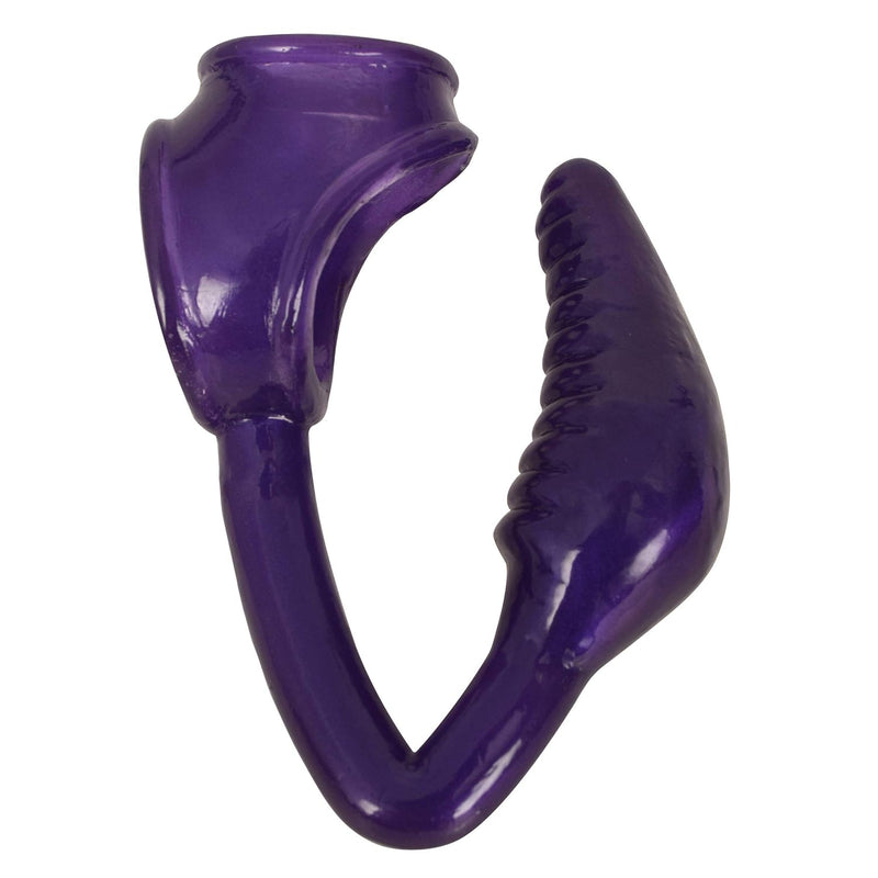 The Earl Cock And Ball Ring With Anal Plug -Purple