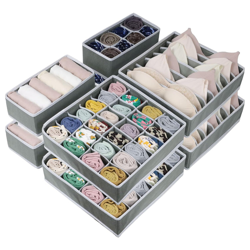 8 Pack Dresser Drawer Organizer Clothes, Foldable Underwear Drawer Organizer Bin