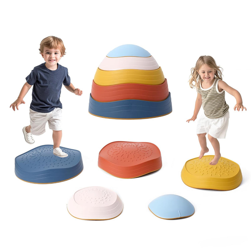 Balance Stepping Stones For Kids 5Pcs Vibrant And Nature Themed Sensory Toy
