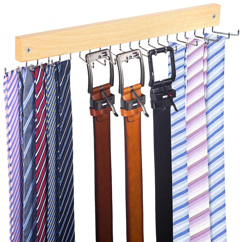 Belt Hanger Tie Rack Wall Mounted, 360°Rotating Belt Organizer Tie Hanger Max 20