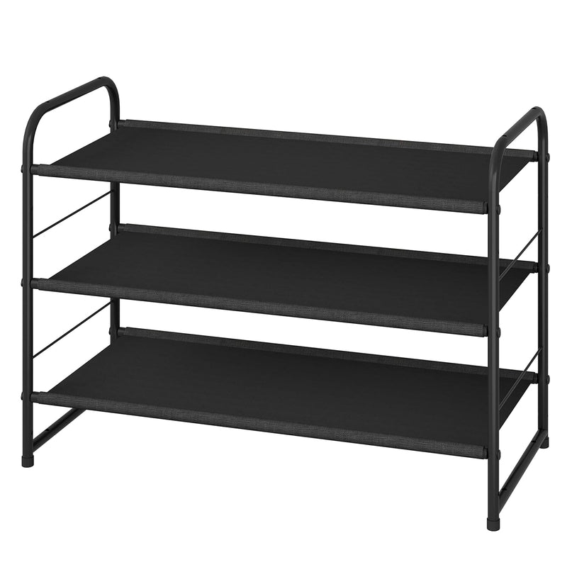 3-Tier Stackable Shoe Rack, Expandable & Adjustable Fabric Shoe Shelf Storage Or