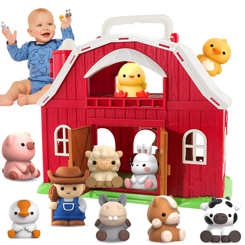 Toys For 1 2 3 Years Old Boys And Girls, Big Barn Toy With Farm Animal, Pre