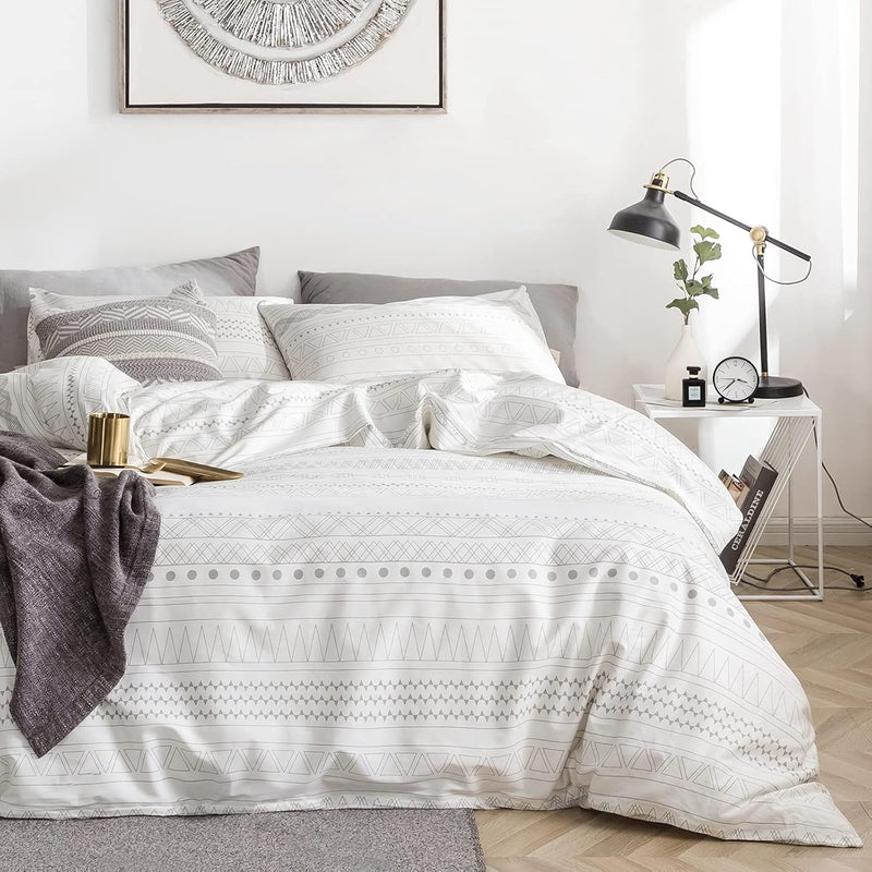 Aztec Striped Duvet Cover Queen 100% Cotton White Aztec Duvet Cover 3 Pcs Set