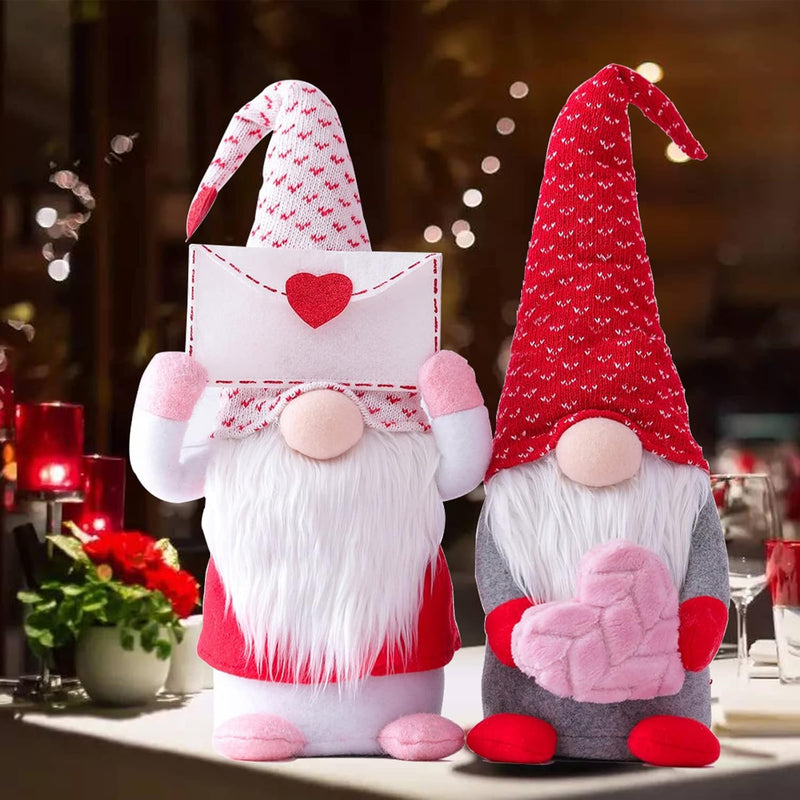 2Pcs Valentines Day Gnomes Decorations, Handmade Valentine Gnome Decor Mr & Mr