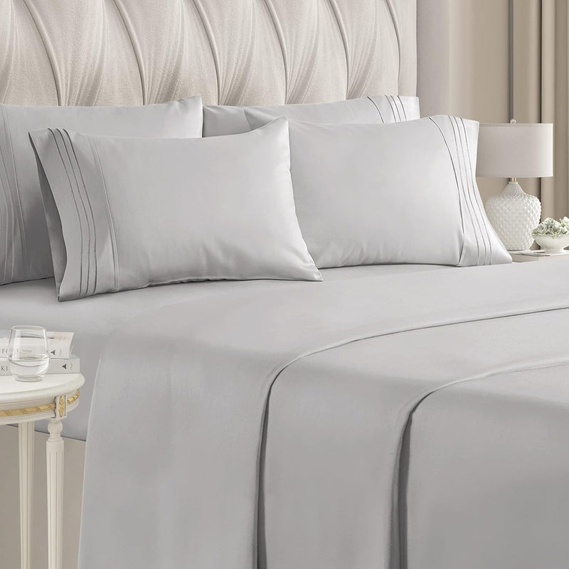 Queen 6 Piece Sheet Set - Breathable & Cooling Bed Sheets - Hotel Luxury Bed S