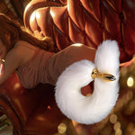 White Tail Butt Plug With Stainless Steel Tip – Soft Faux Fur Tail For Cosplay, Roleplay, And Sensual Play(Gold Anal Plug), Mardi Gras Valentine'S Day