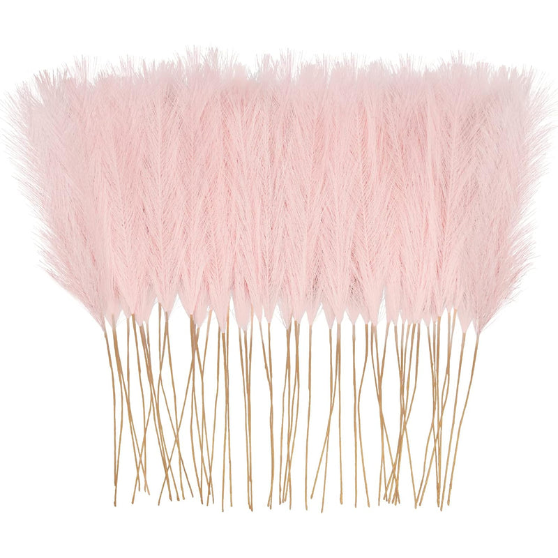 50Pcs Pink Faux Pampas Grass Decor, 26" Short Artificial Pompous Grass Floral