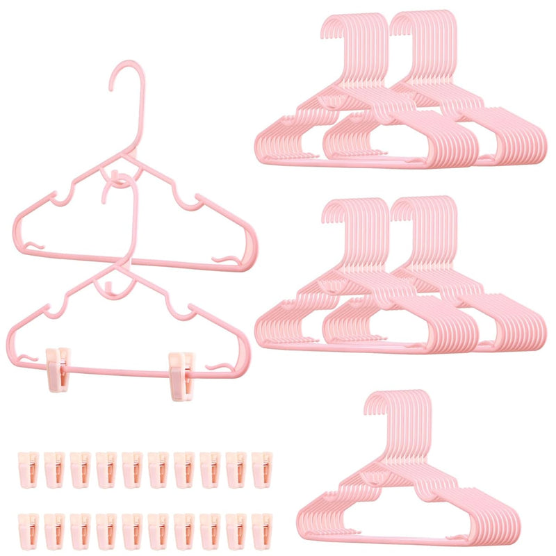 50-Pack Plastic Hangers With Clips Adults Pink Clothes Hangers Thin Stackable Ha