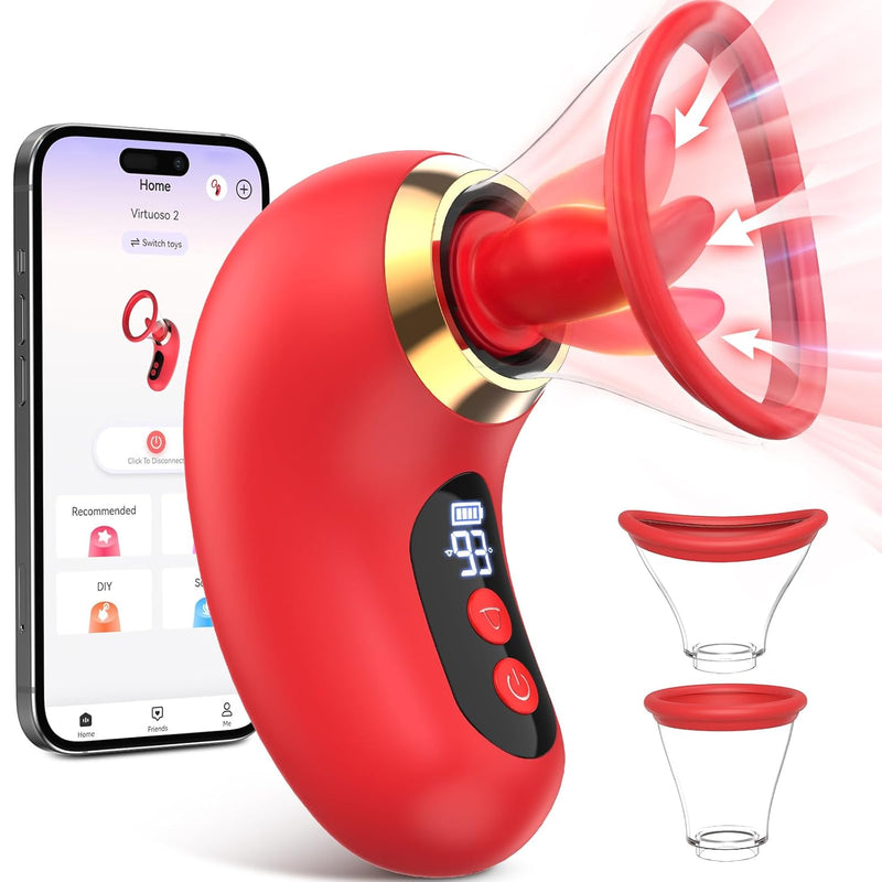 Vibrator Adult Sex Toys For Women - 5In1 Sucking Vibrator Rose Sex Toy, 3 Sucking, 9 Tongue Licking & Vibrating Adult Sex Toys, Lcd Display Removable Cup Clitoral Stimulator G Spot Vibrators