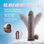 Blush Au Naturel Big John 11.5" Ultra-Realistic Dildo W/Balls – Brown – Extra Large 2.5" Thick Dual Density Flexishaft Cock, Suction Cup & Harness Compatible – Big Dildo Sex Toy For Women Men Couples