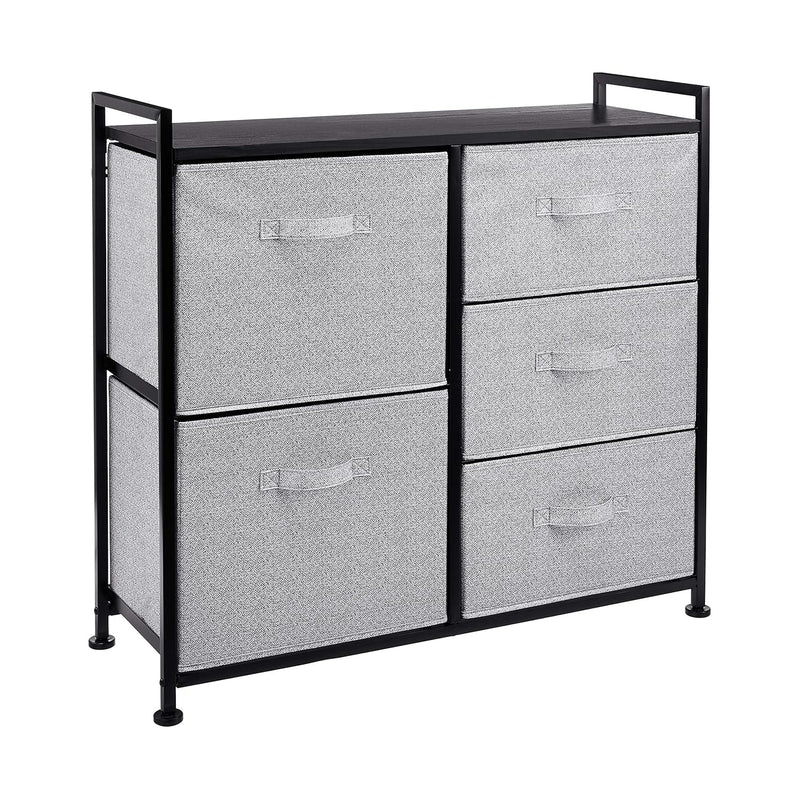 Fabric 5-Drawer Storage Organizer Unit For Closet, Black