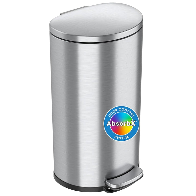 Softstep 8 Gallon Trash Can With Odor Filter & Removable Inner Bucket, Stainless