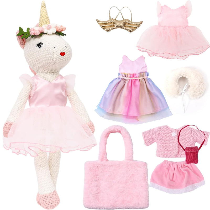 Unicorn Doll Stuffed Animal Toys For Girls Ballerina Doll Plush Carrier Bag