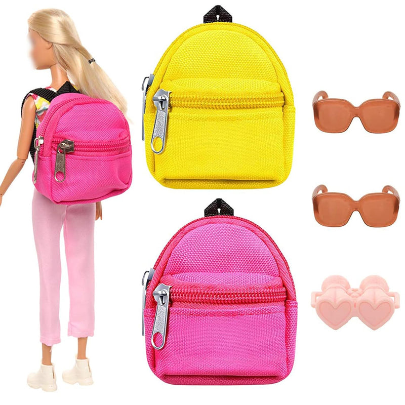5 Pcs Doll Travel Accessories 2 Doll Backpack Bag With Zipper With 2 Sungla