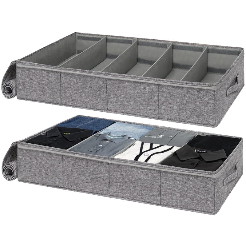 Under Bed Storage Containers, 2 Pack Underbed Clothes Storage Bin W/ Adjustable