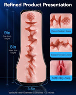Manual Male Masturbator with Deep Textured Sleeve and Adjustable Suction