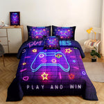 5 Pieces Bed In A Bag Gamer Bedding Set For Boys Kids Gaming Comforters Set,Ga