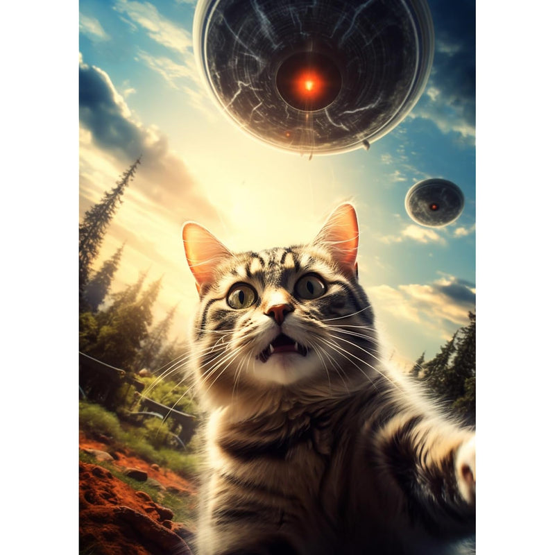 Ufo Selfie Cat 1000 Piece Puzzle Ufo Cat Puzzles For Adults With Alien Ufo