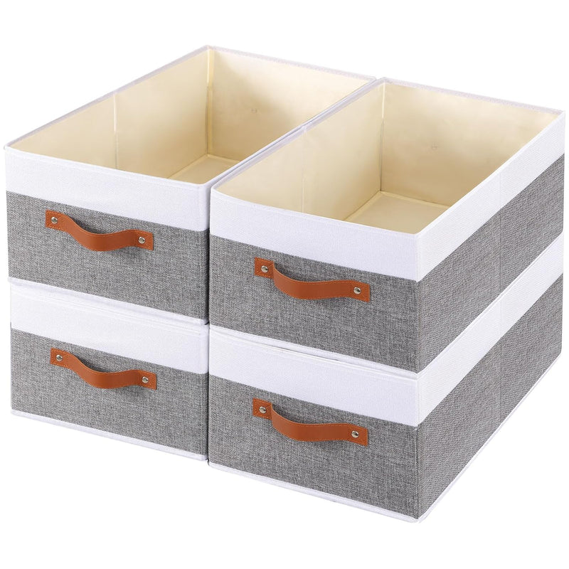 Clothing Storage Bins, Closet Bin With Handles, Foldable Storage Baskets, Fabric