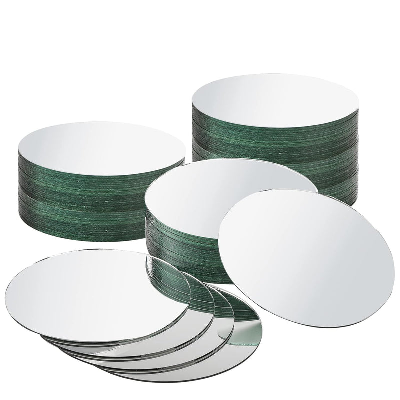 30 Pieces Round Glass Mirror Tiles, 6 Inch Round Mirror Trays Frameless Glass