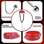 Stainless Steel Anal Hook & Leather Collar Restraint Set – Adjustable Bondage Kit