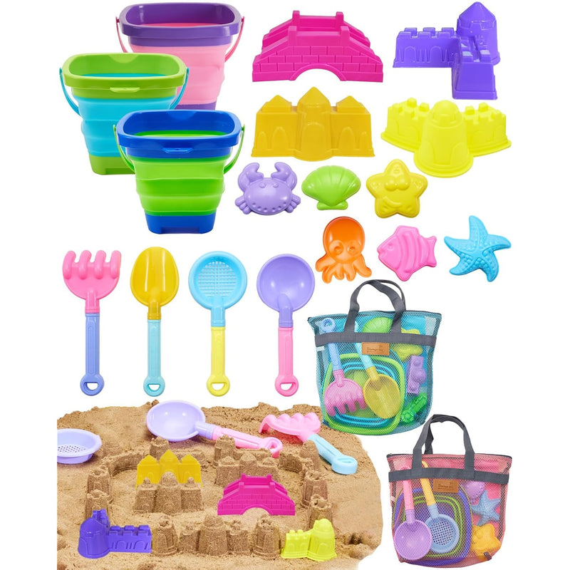 Beach Toys, Sand Beach Toys For Toddlers With 3 Collapsible Foldable Sand B