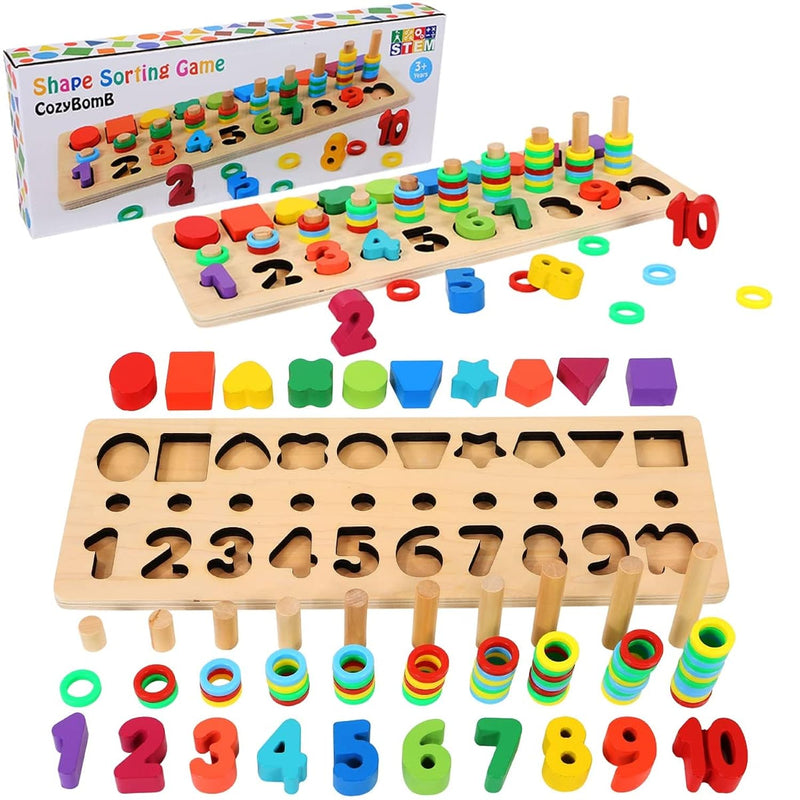 Montessori Educational Wooden Toys For Kids Toddler Number Puzzles Sorter C