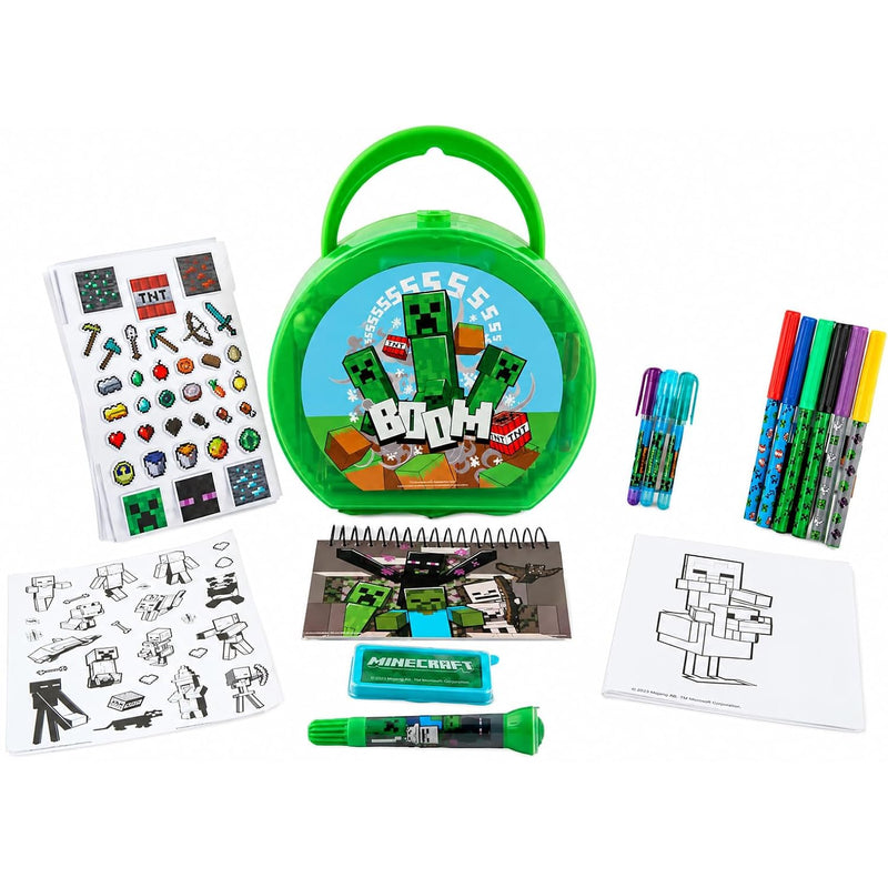 Minecraft Coloring and Sticker Activity Set for Kids with Portable Carrying Case