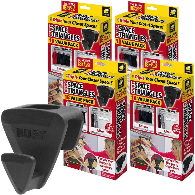 New Ruby Space Triangles, 4 Pack, As-Seen-On-Tv Ultra- Premium Hanger Hooks Trip