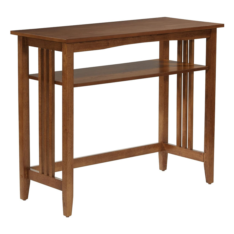 Sierra 36-Inch Sofa Table With Lower Storage Shelf And Mission Style Side Pane