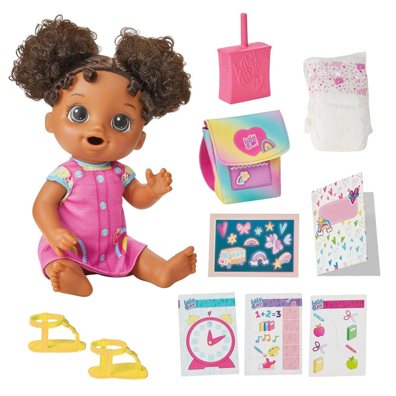 Baby Alive Time for School Baby Doll Set, 12 Inch, Back to School Toys for