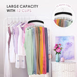 Hangers for Closet, MEILIDY 2 Pcs Wooden Hanging Leggings Organizer Hanger with Multi Clips Space Saving Scarf Organizer Storage Leggings Holder with 360° Swivel Hook - Black