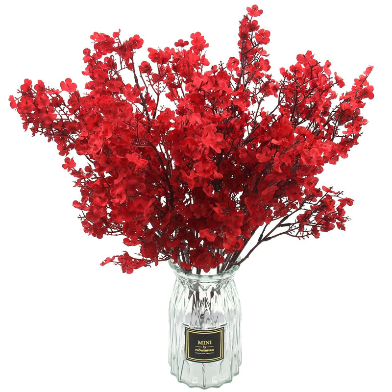 10 Pcs Babys Breath Artificial Flowers Real Touch Fabric Cloth Fake Red Flower