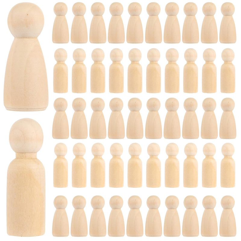 100 Pack Unfinished Wooden Peg Dolls, 2 Inch Peg People for Painting & Craft Projects