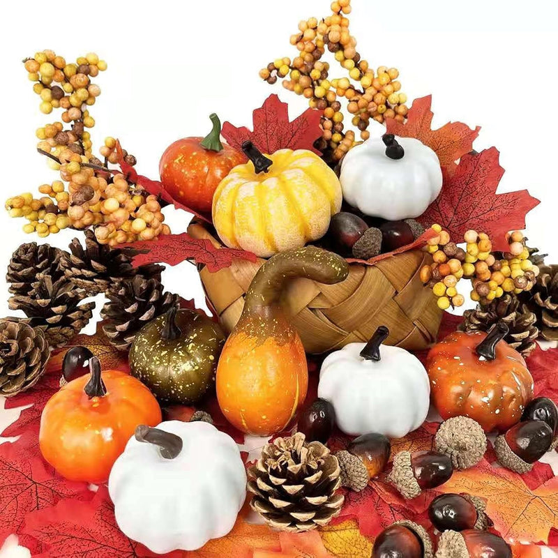 120Pcs Thanksgiving Artificial Pumpkins Home Fall Decorations 10 Pumpkin 60 Ma