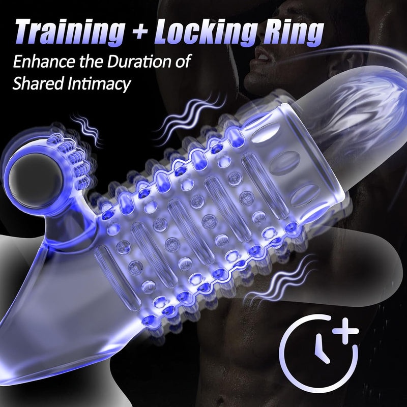 Vibrating Penis Sleeve Cock Ring With Bullet Vibrator For Men, Reusable Penis Extender Girth Enhancer Sleeve, 10 Vibrations Male Adult Sex Toys For Men'S Pleasure