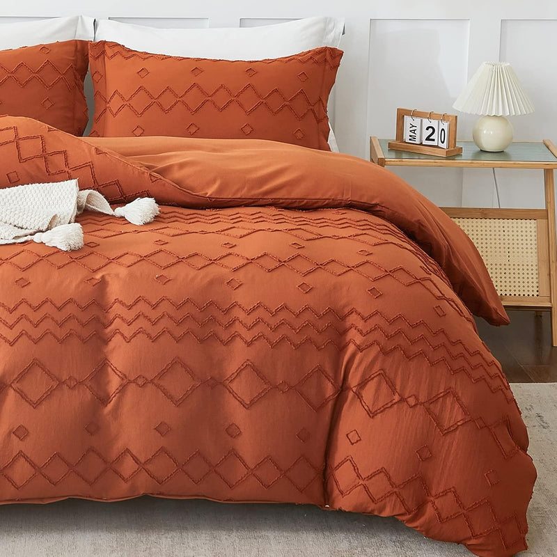 Queen Duvet Cover, Tufted Microfiber Duvet Cover Set, Boho Bedding Sets Queen